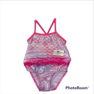 NWT Girls Real‎ Love Brand Pink Mermaid Print One Piece Bathing Suit